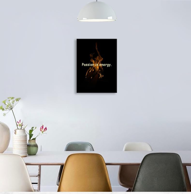 Inspirational Quotes Canvas Posters Passion Is The Energy for Doing Anything Motivational posters Printed Artwork for Office Hallway Gym Bedroom Living Room Framed Ready to Hang[18" W X 24" H]