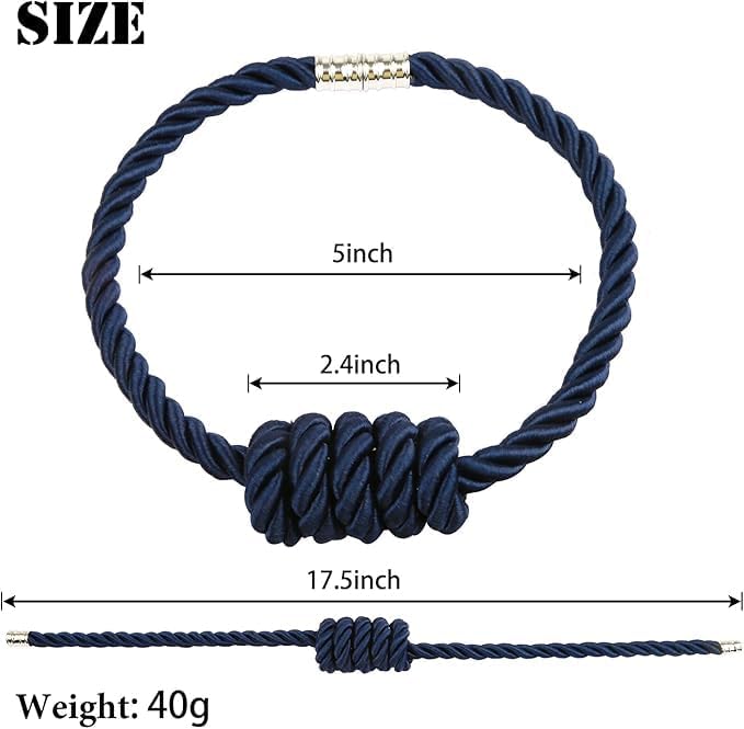 Fenghuangwu 4Pack Magnetic Curtain Tiebacks – Bohemian Style Handmade Woven Tie-Backs for Drapes,Elegant Exquisite Knot Holdbacks,Outdoor Boho & Modern Home Decor（Black