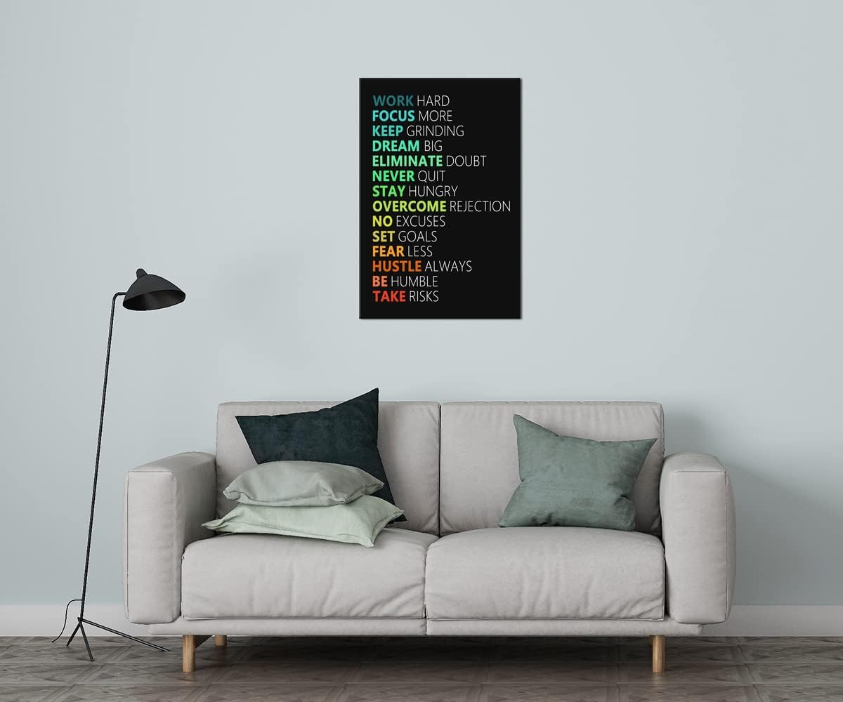 WYJZDZQ8 Inspirational Canvas Wall Art Motivational Poster Motivation Canvas Prints Artwork for Office Living Room Gym Modern Home Decor Painting Stretched and Framed Ready to Hang [24''Wx 36''H]