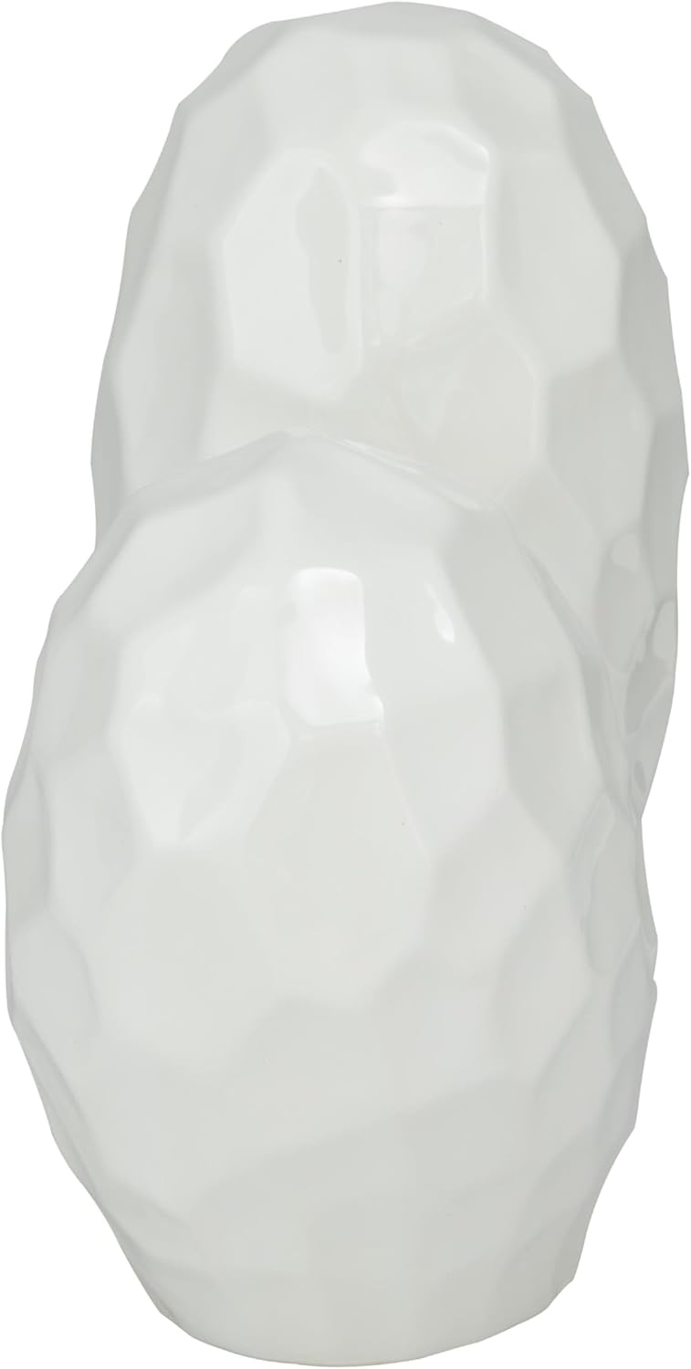 Deco 79 Porcelain Ceramic Heart Decorative Sculpture Dimensional Angled Origami Inspired Home Decor Statue, Accent Figurine 12" x 6" x 11", White