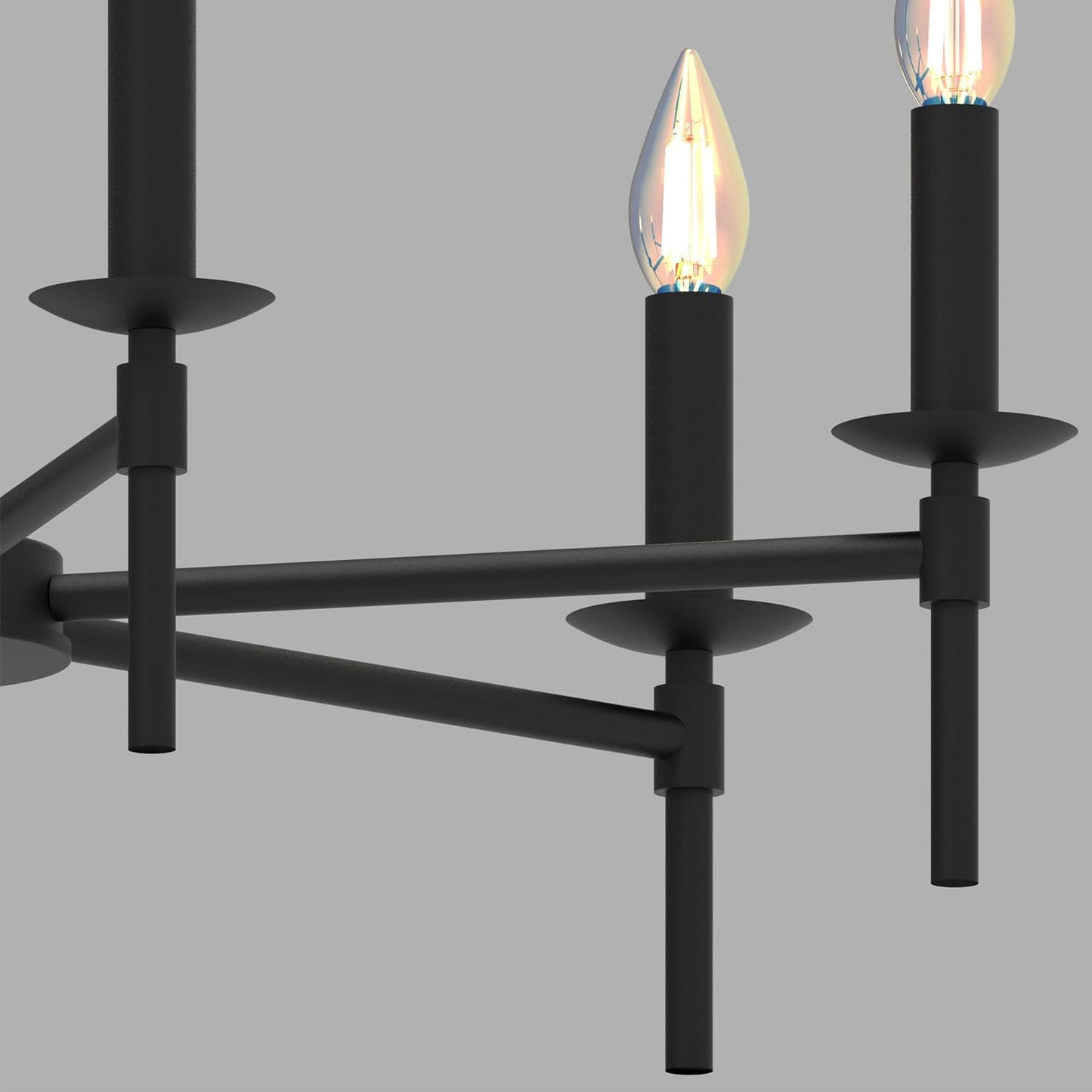 Black LED Chandeliers, Round Candle Hanging Lamp Ceiling, Modern Bedroom Chandelier Light Fixture for Kitchen Island Dining Room Living Room Farmhouse (Black-B 6Lights)