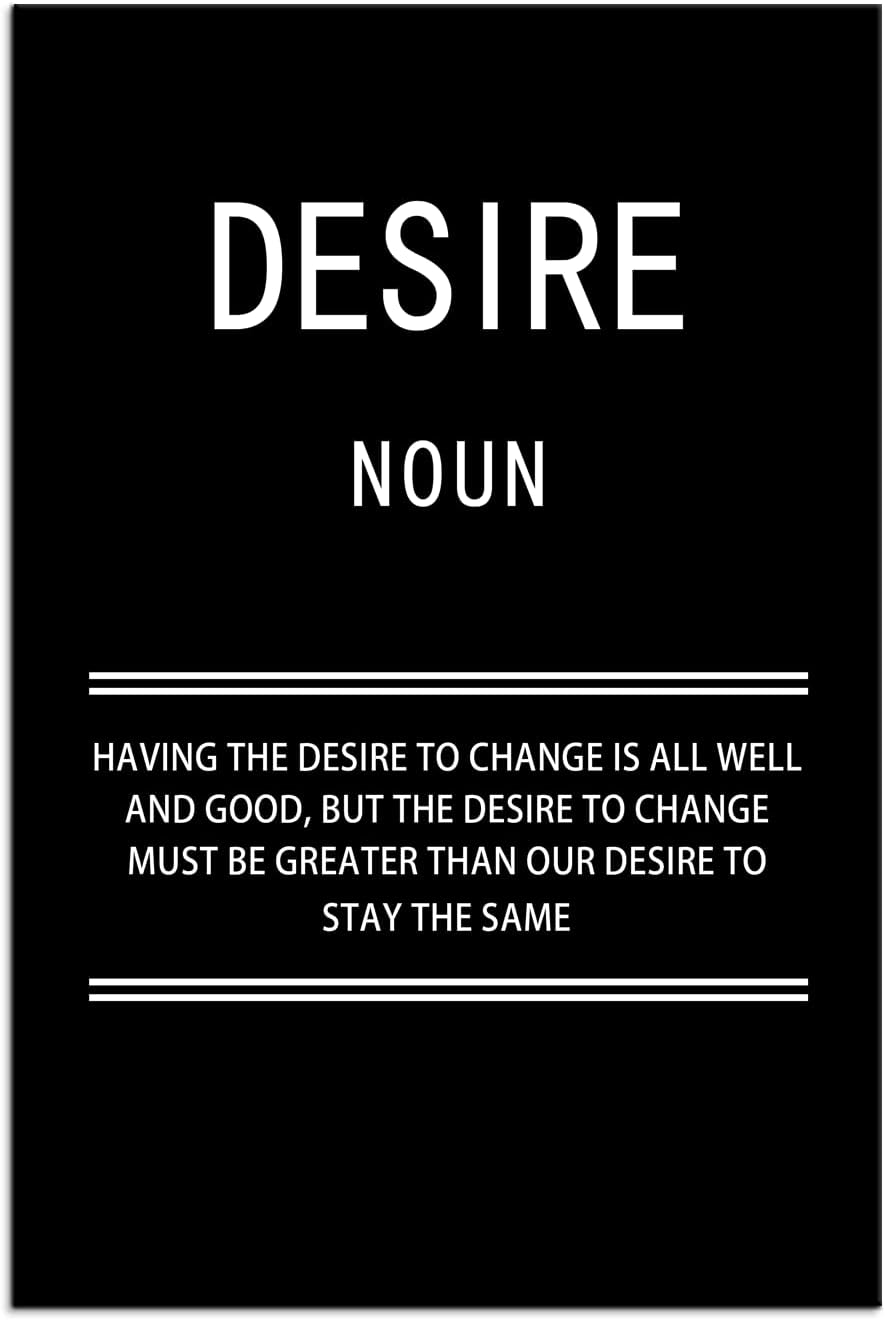 WYJZDZQ8 Desire Noun Inspirational Canvas Office Print Wall Art Motivational Picture Poster Painting Modern Inspiring Artwork for Home Living Room Bedroom Decor Ready to Hang [24''W x 36''H]