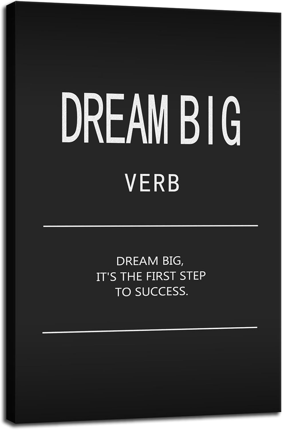 Inspirational Wall Art Office Wall Decor Dream Big Verb Motivational Posters Painting Quotes Print Canvas Artwork Pictures Wall Decor Classroom Living Room Decor Framed Ready to Hang[24" W x 36" H]