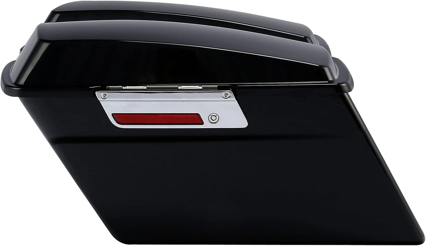 XFMT Vivid Black Hard Saddlebags Saddle Bags Trunk W/Chrome Conversion Brackets For Harley Softail Heritage Classic Deluxe 1984-2017