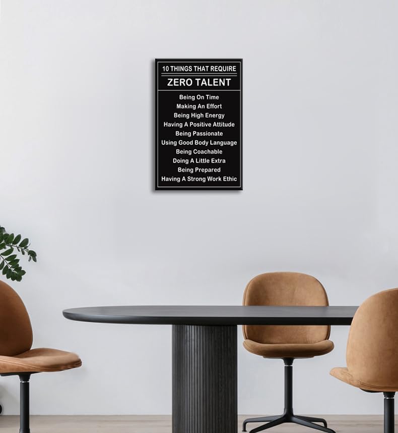 WYJDFART Motivational Wall Art Ten Things That Require Zero Talent Inspirational Poster Modern Canvas Prints Wall Paintings Office Living Room Home Decor Pictures Artwork Ready to Hang [12''Wx 18''H]