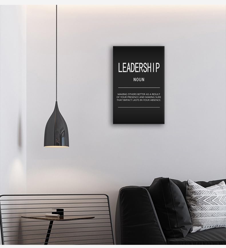 Inspirational Wall Art Painting Prints on Canvas Motivational Pictures Leadership Noun Inspiring Entrepreneur Quotes Posters Decor Artwork Office Home Living Room Decor Wood Framed[12" W X 18" H]