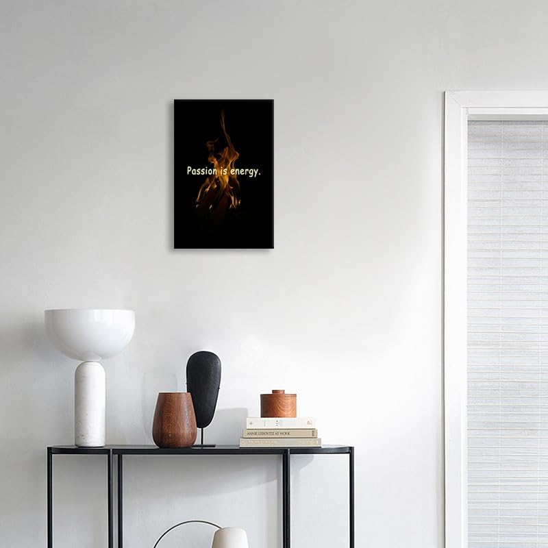 Motivational Wall Art Passion Is The Energy for Doing Anything Inspirational Quotes Canvas Posters Printed Artwork for Office Hallway Gym Bedroom Living Room Framed Ready to Hang [12" W X 18" H]