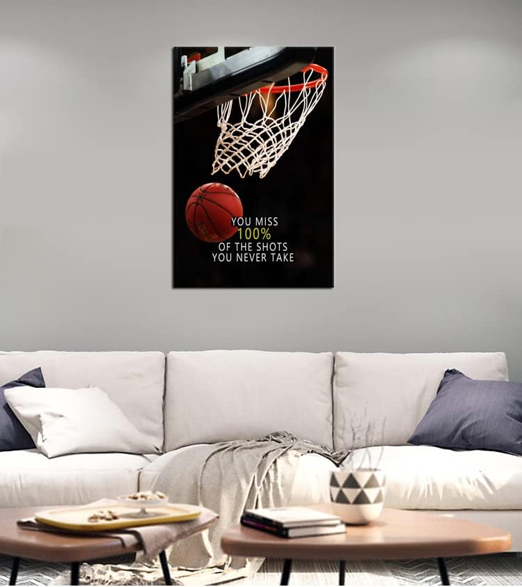 Inspirational Sports Star Quotes Canvas Wall Art Motivational Positive Affirmation Poster Decor Print Modern Inspiring Picture Painting Framed Artwork for Office Home Wall Decor[24''W X 36''H]