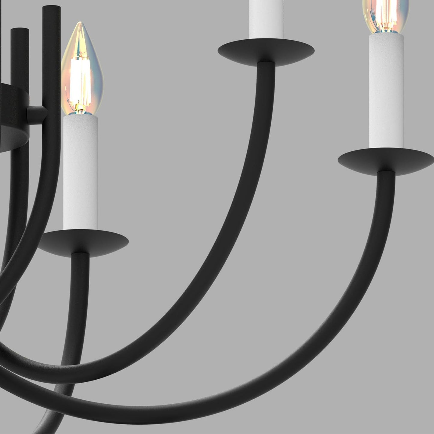 Black Dining Room Chandelier, LED Hanging Lamp Ceiling, Modern Round Candle Pendant Light Fixtures for Farmhouse Living Room Bedroom Kitchen Island (Black-C 6Lights)