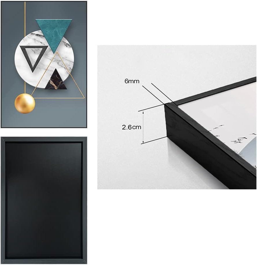 ARTKN 3 Pieces Framed Abstract Geometric Wall Art, Art Shapes Patterns Paintings, Modern Wall Decor Artwork, Large Wall Art for Living Room Bedroom Office(Blue, 16" X 24" X 3 pieces)