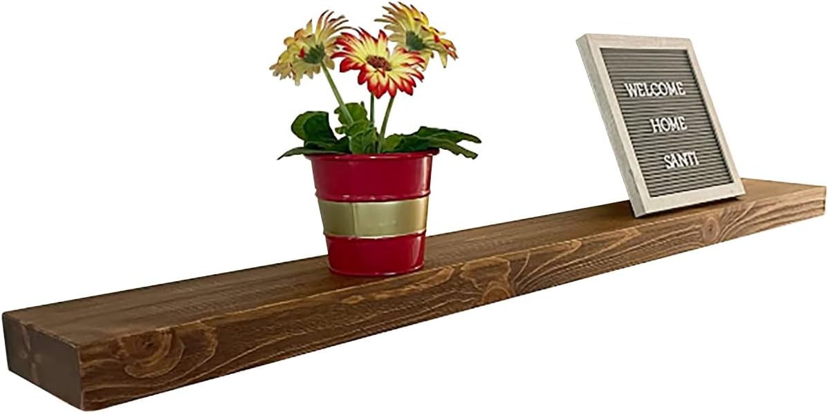 joelsantiques - 48 Inch Wooden Floating Shelves for Wall - 48x6x2 in - Made of Natural Wood - Long Heavy Duty Rustic Wall Shelves for Bedroom - Perfect for Living Room, Kitchen - Medium Brown