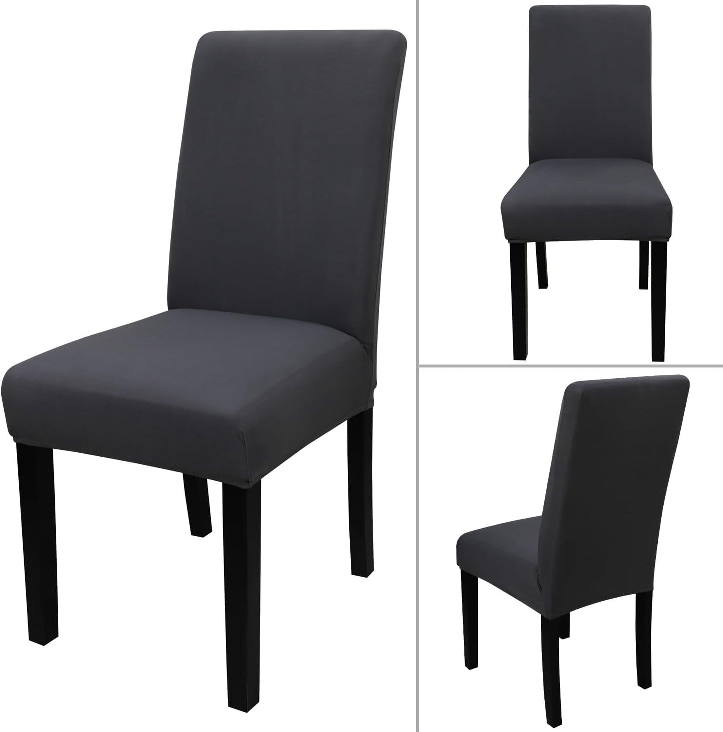 JQinHome 4 Pcs Dining Chair Slipcover, High Stretch Removable Washable Chair Seat Protector Cover for Home Party Hotel Wedding Ceremony