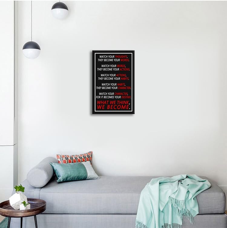 Inspirational Wall Art Home Wall Decor Watch Your Thoughts Motivational Poster Modern Canvas Paintings Prints Wall Artwork Office School Decor Stretched and Framed Ready to Hang [12''Wx 18''H]