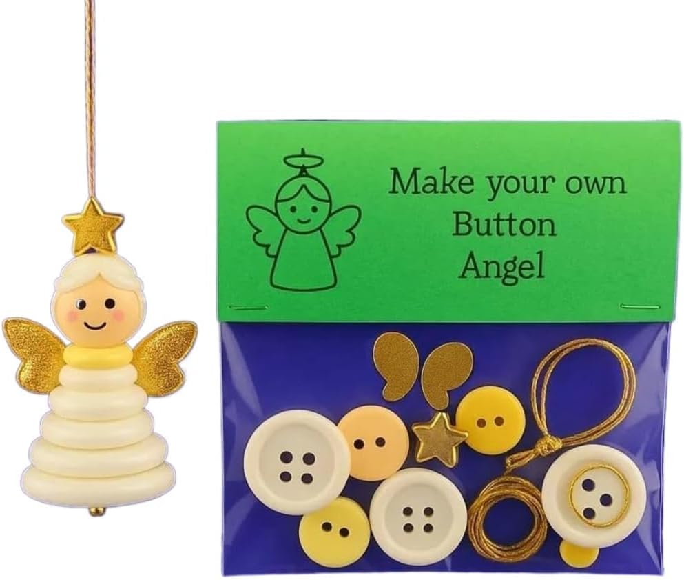 DIY Christmas Button Ornament Making Set - Snowman/Santa/Angel, Fun Holiday Craft Kit for All Ages, Ideal Xmas Tree Hanging Decor & Festive Gifts (30 pcs-C)