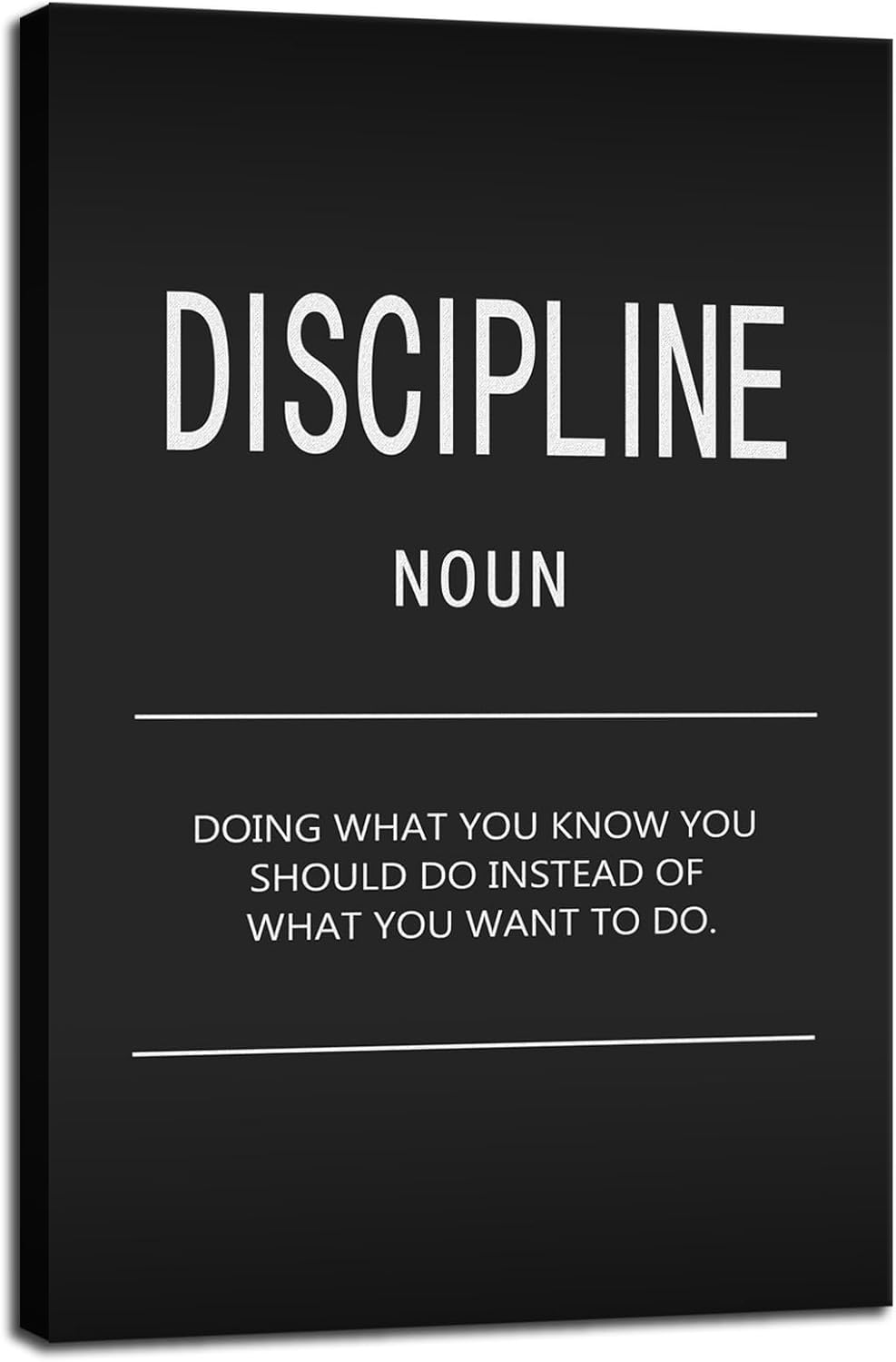 Inspirational Canvas Wall Art Inspiring Painting Prints Motivational Entrepreneur Quotes Discipline Noun Posters Inspiration Office Home Decor Artwork Living Room Framed Ready to Hang[12" W X 18" H]