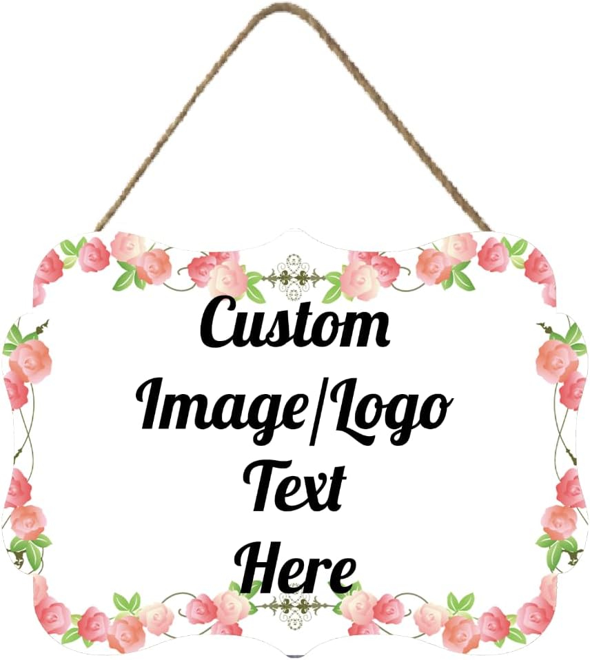 Personalized Wooden Welcome Sign Front Door Decor Personalized Home Sign Door Decorations Customized Image/Text Hanging Door Sign Farmhouse Decorations for Home Office 11.2 * 8 Inch