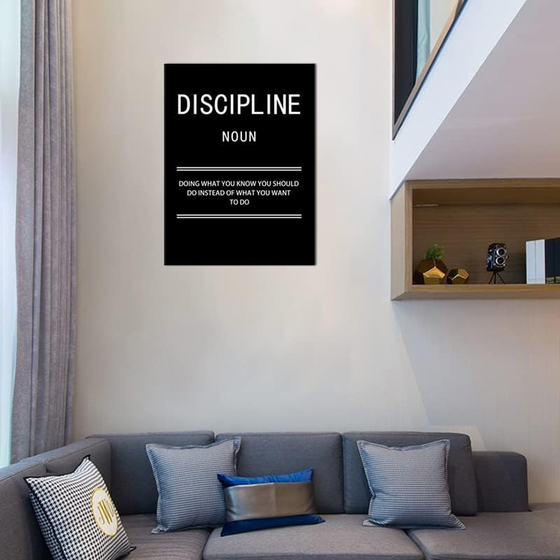 Motivational Discipline Noun Wall Art Poster Inspirational Canvas Positive Wall Art Quotes Discipline Canvas Artwork Picture Print Framed for Home Office Living Room Gym Wall Decor [30''W x 40''H]