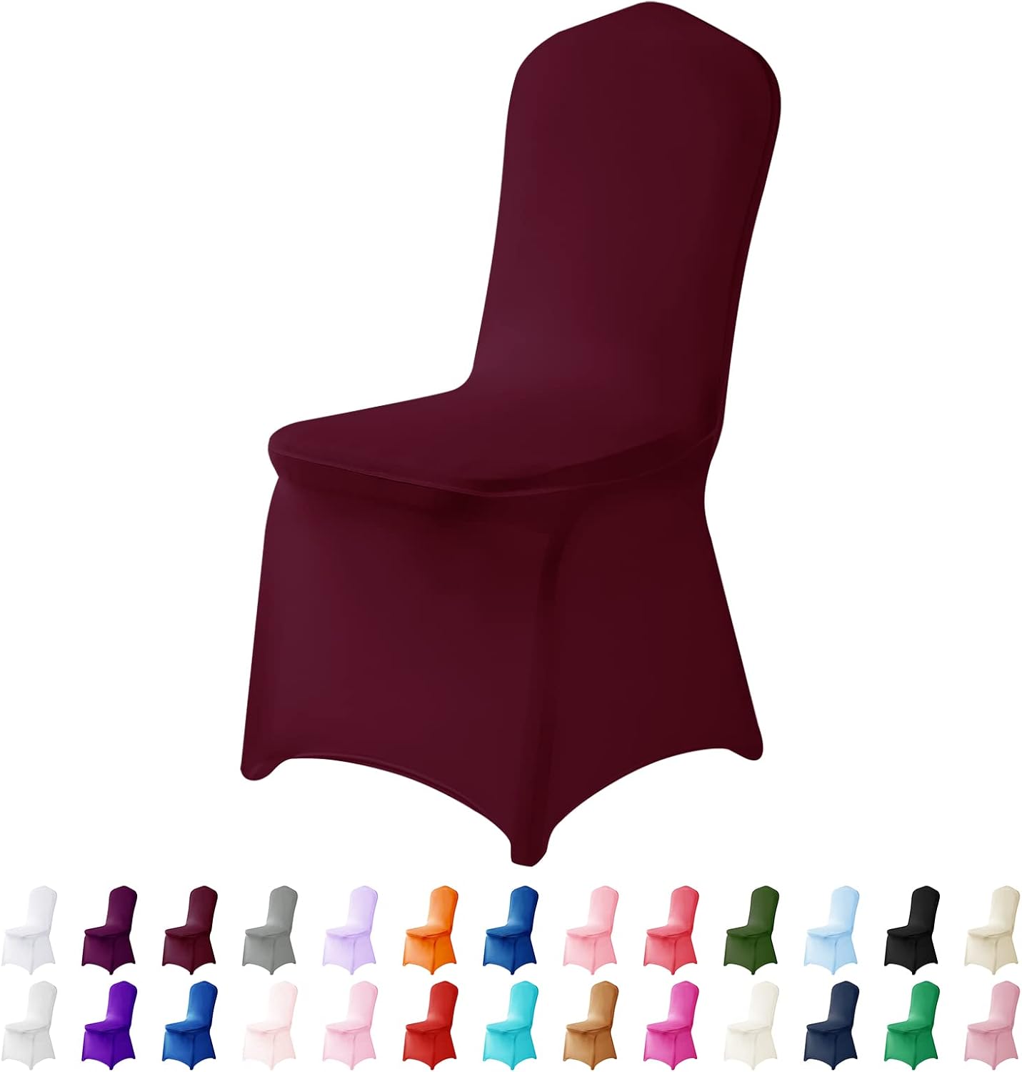 Spandex Chair Covers, 25PCS, Washable Protector for Living Room, Party, Banquet, Wedding, Hotel (Burgundy)