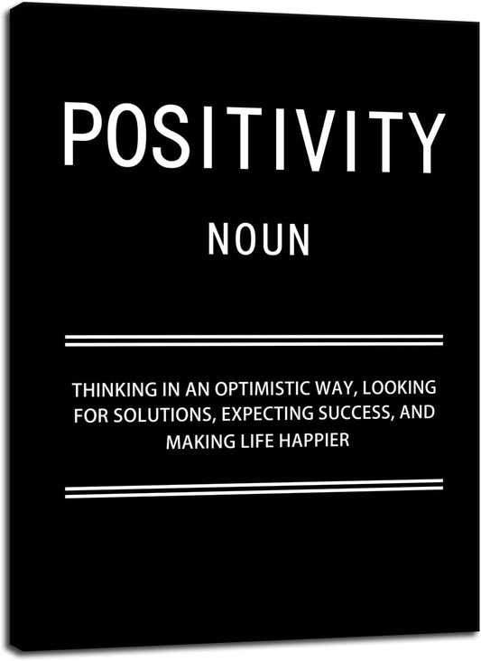 Inspirational Wall Art Positivity Noun Motivational Canvas Painting Quotes Poster Prints Wall Pictures for Living Room Home Decor Office Framed Ready to Hang [18''W x 24''H]