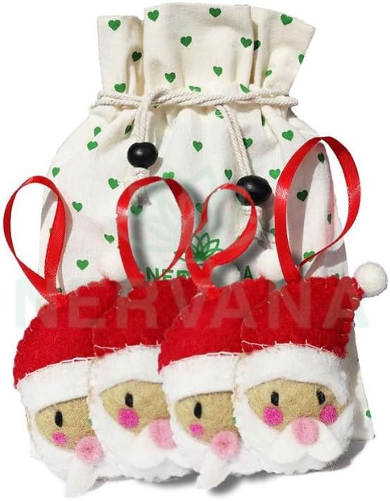 Christmas Ornaments 100% Pure New Zealand Wool Handmade Eco Friendly Christmas Decor Shower Nursery Decoration Fair Trade (4, Santa Claus)