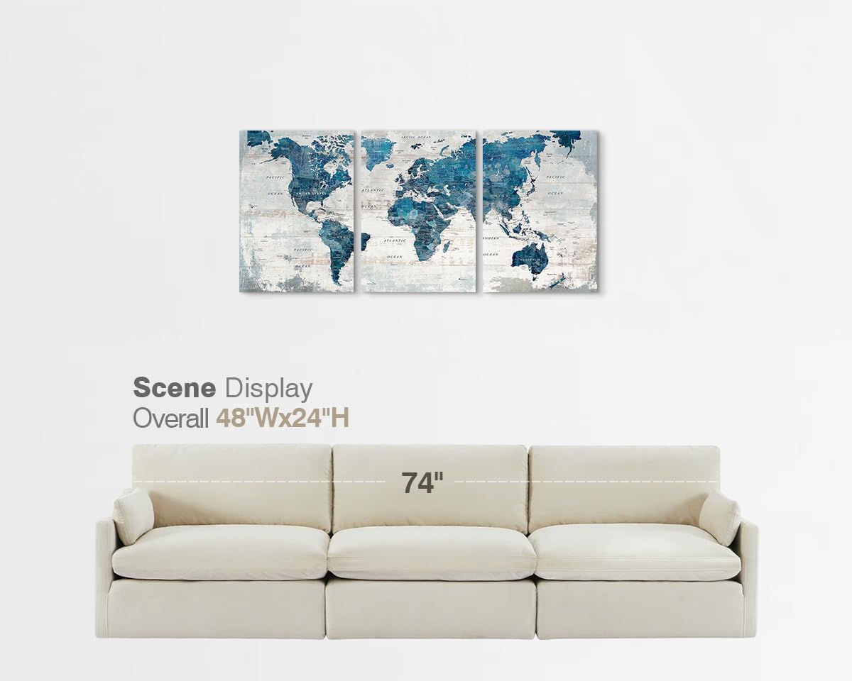 Living Room Wall Art Office Pictures Wall Decor for Bedroom Canvas World Map Art Kitchen Decor Framed Paintings for Wall Decorations