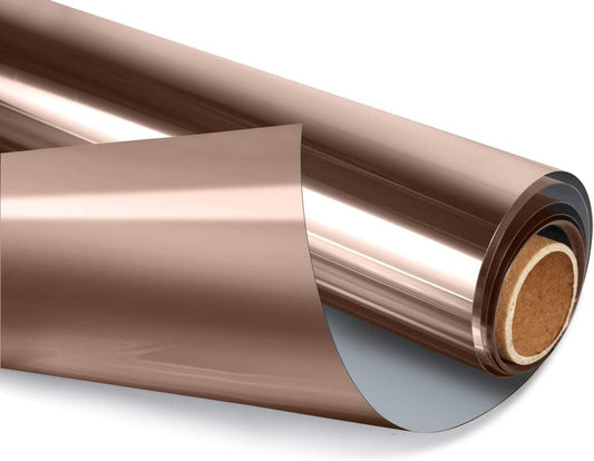 HIDBEA One Way Privacy Window Film, Daytime Mirror Reflective Heat Control UV Sun Blocking Non-Adhesive Static Cling Window Tint for Home and Office (Brown-Silver, 35.4 Inch x 32.8 Feet)