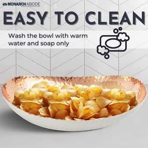 Monarch Abode Hand Hammered Decorative Bowl, 12.75-Inch Black and Copper Plated – Key Bowl for Entryway Table, Catch All, Decorative Fruit Basin, Key Holder, Bowls for Home Decor