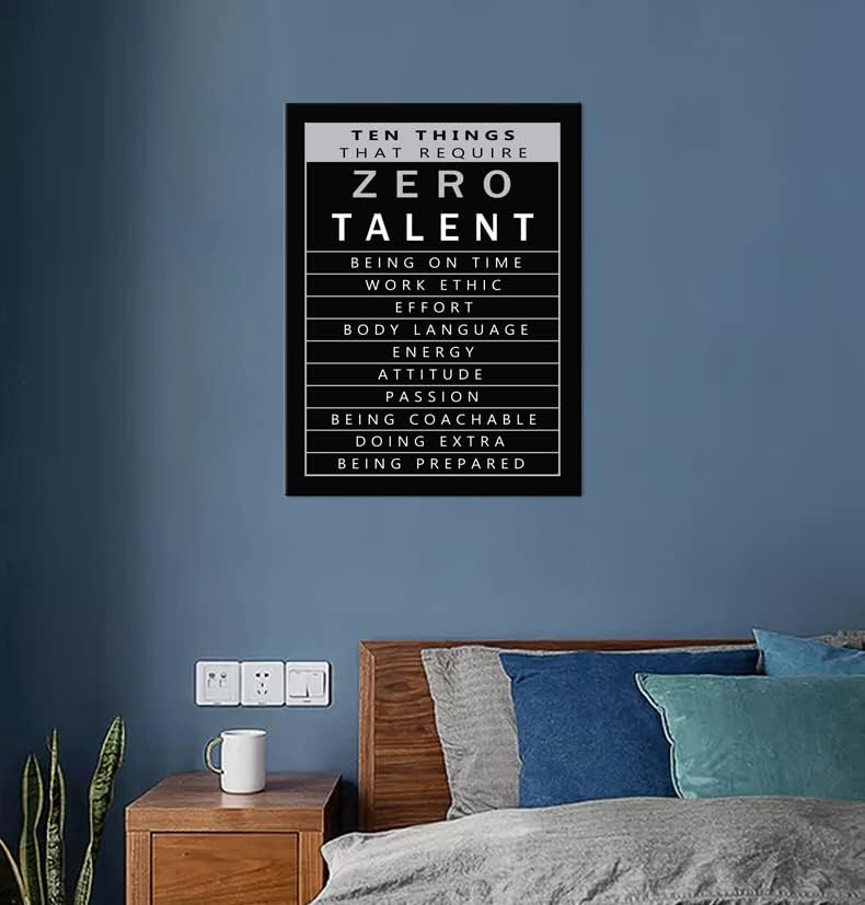 Motivational Wall Art for Office Ten Things That Require Zero Talent Quote Inspirational Poster Canvas Painting Prints Wall Pictures for Living Room Home Decor Framed Artwork [18''W x 24''H]