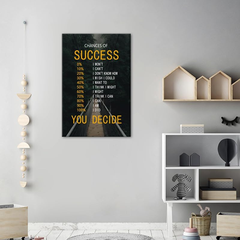Motivational Canvas Wall Decor Chances of Success Poster Inspirational Wall Art Quotes Picture Print Artwork for Office Bedroom Living Room Framed Ready to Hang [24''Wx 36''H]