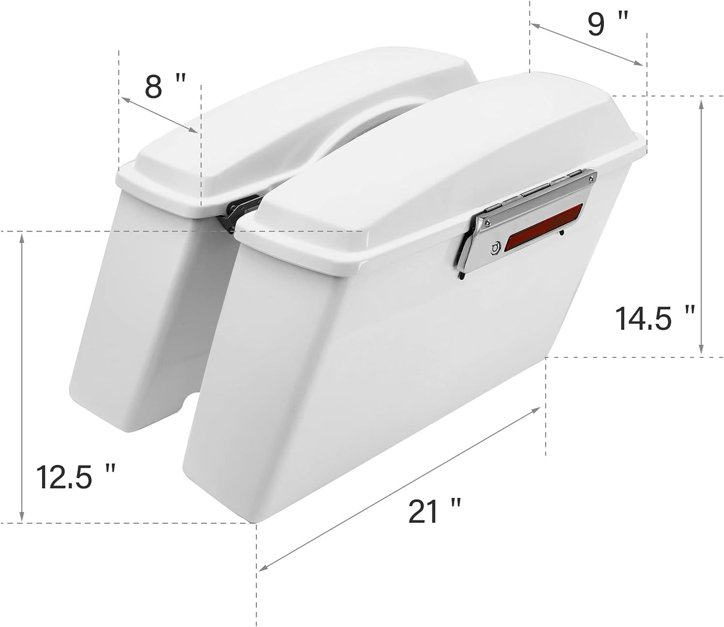 Green-L White Hard Saddlebags Fit for Harley Touring Road Glide King Street Glide Electra Glide 1994-2013