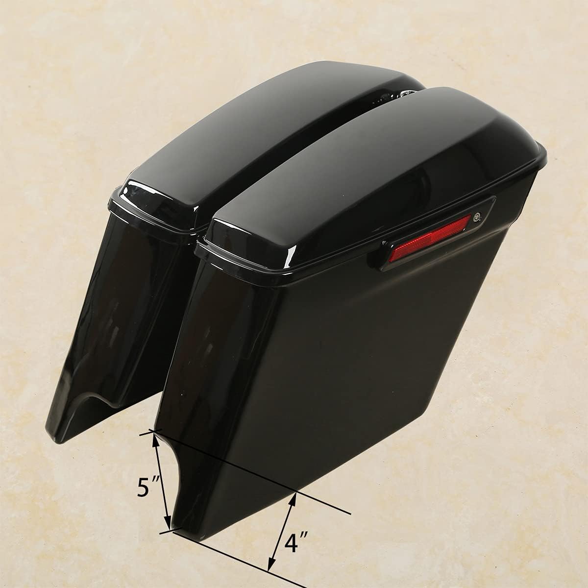 XFMT Vivid Black 5" Stretched Extended Saddlebags Hard Saddle Bags W/Black Latches & Conversion Bracket For Harley Softail Heritage Deluxe 1984-2017