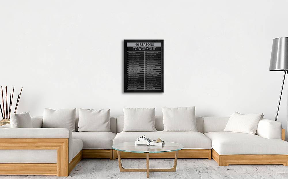 Inspirational Canvas Wall Art 40 Reasons to Workout Painting Inspirational Poster Motivational Quotes Proverbs Picture Print Artwork Office Home Gym Wall Decor Framed Ready to Hang[30" W X 40" H]