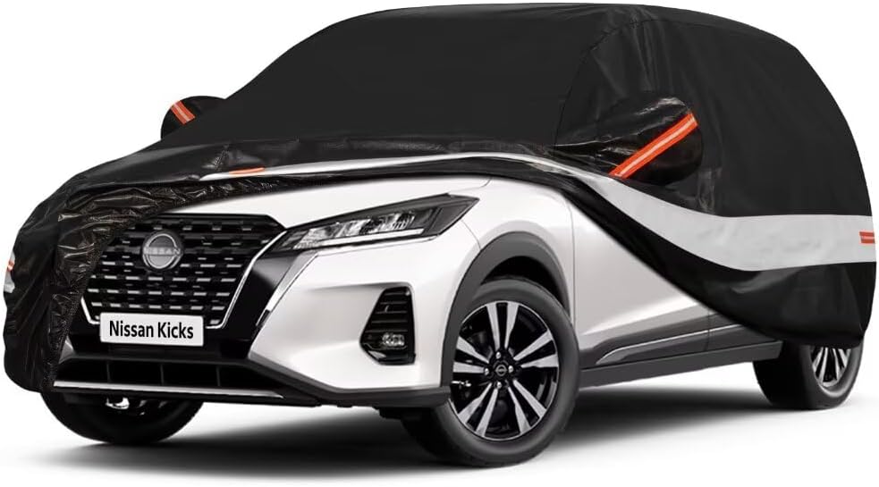 10 Layers SUV Car Cover Custom Fit for Nissan Kicks (2017-2024) Waterproof All Weather for Automobiles, Outdoor Full Cover Sun UV Rain Protection with Cotton.Black
