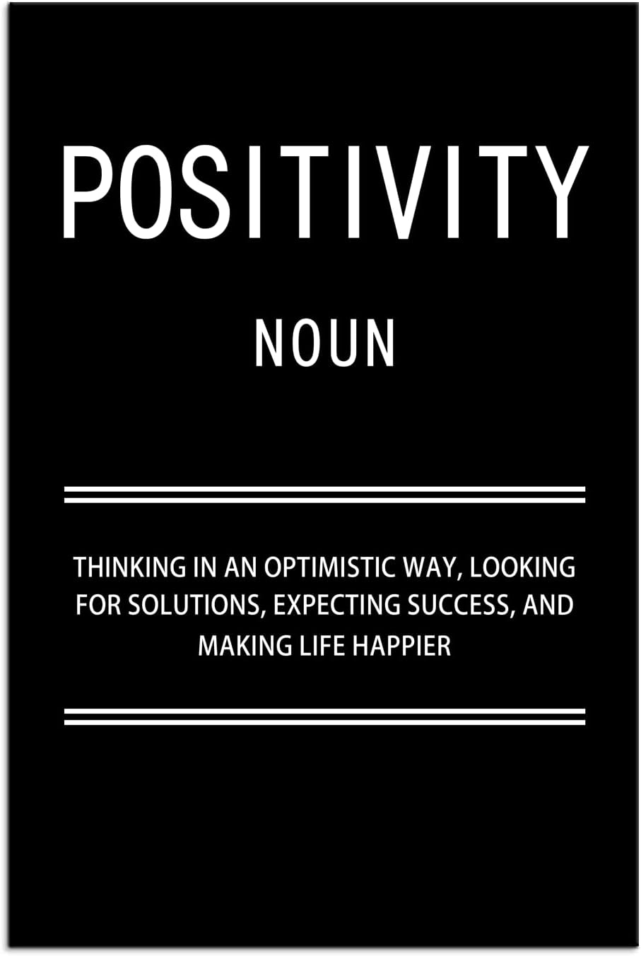 Positivity Noun Motivational Poster Canvas Wall Art Inspirational Picture Painting Modern Inspiring Positive Artwork for Home Living Room Bedroom Gym Office wall Decor Ready to Hang [12''W x 18''H]
