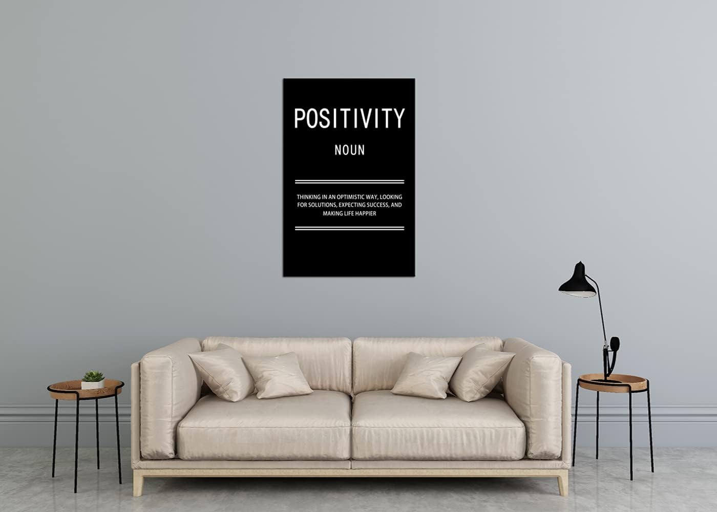 Positivity Noun Motivational Quotes Wall Art Inspirational Canvas Painting Poster Inspiring Positive Prints Wall Pictures for Living Room Home Decor Office Framed Ready to Hang [30''W x 40''H]