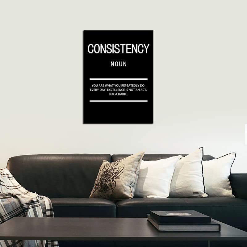 Motivational Consistency Noun Canvas Wall Art for Office Inspirational Poster Print Artwork Painting Picture for Framed Home Decoration Living Room Ready to Hang [30''W X 40''H]