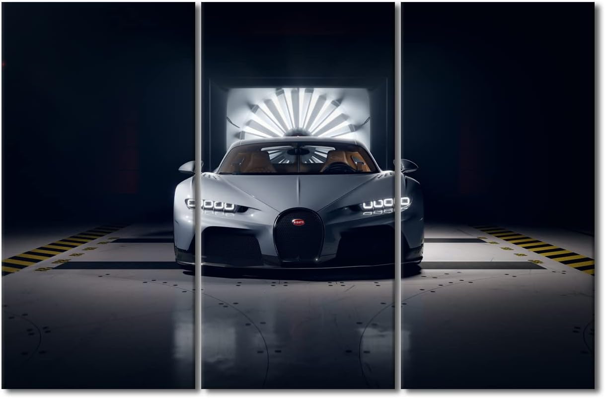 TUMOVO Supercar Wall Art for Living Room Large Size Gray Sports Car Office Wall Decor Canvas Prints Speed Sports Racing Cars Modern Artwork for Bedroom Bathroom Framed Ready to Hang, 60" Wx40 H