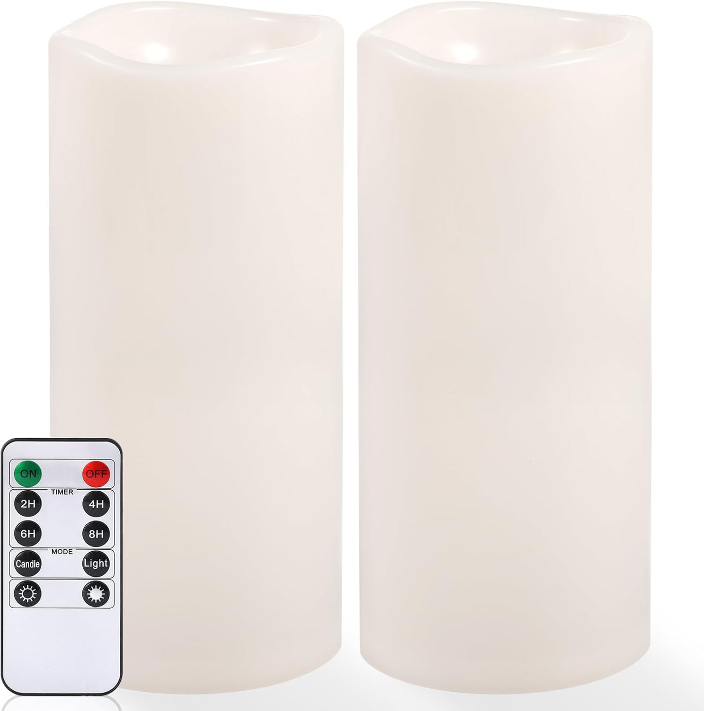 NURADA Large Outdoor Flameless Candles 12" x 5" - Waterproof LED Pillar Flickering Candle Battery Operated with Timer Remote Control for Patio Porch Lanterns Decor - Long Lasting Set of 2