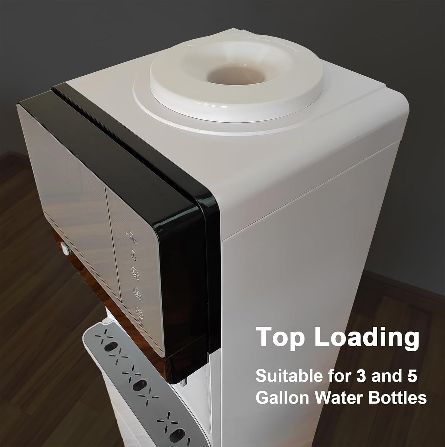 IKT 3 in 1 Water Cooler Dispenser with Ice Maker for 5 Gallon Bottle 27 lbs in 24 hrs 3 Temperature Night Light Perfect for Home Office White