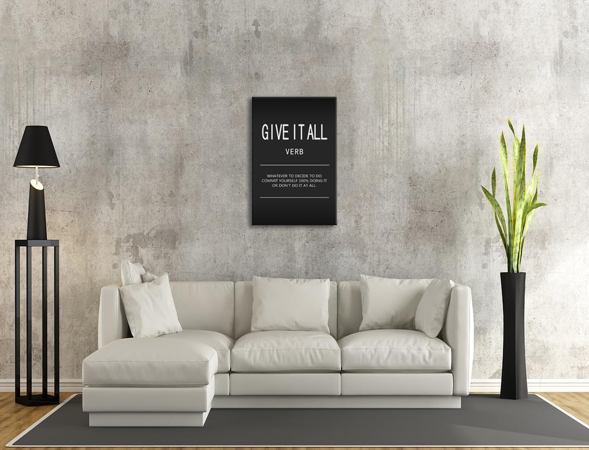 Inspirational Wall Art Give It All Verb Poster Motivational Poster 1 Pieces Canvas Prints Artwork for Office Gym Modern Home Wall Decor Painting Pictures Stretched and Framed Ready to Hang[24" W x 36"