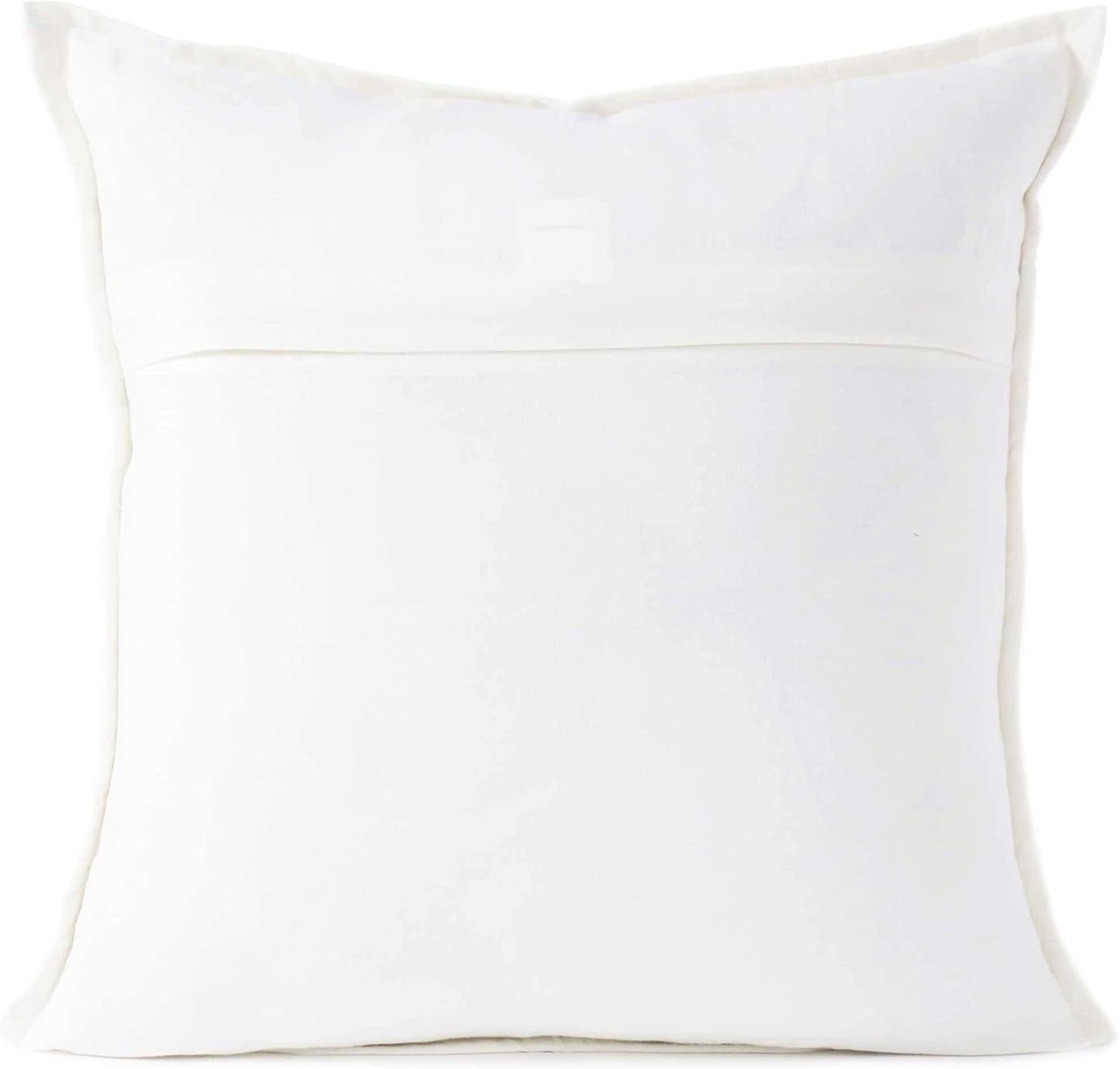 Eyes of India Embroidered Decorative Boho Throw Pillow Cover with Mirrors, Handmade Bohemian Accent Cushion Case for Sofa Couch Bedroom Living Room (White, 16" x 16")