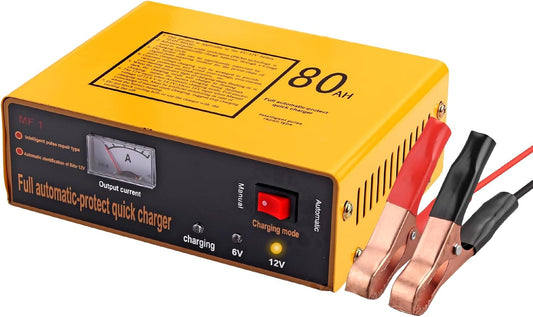 6V 5A and12V 8.5A Car Battery Charger,Smart Battery Trickle Charger Maintainer 4 Charging Mode for Automotive Motorcycle Truck Boat Toy Car Lawn Mower Lead Acid Batteries (Yellow)