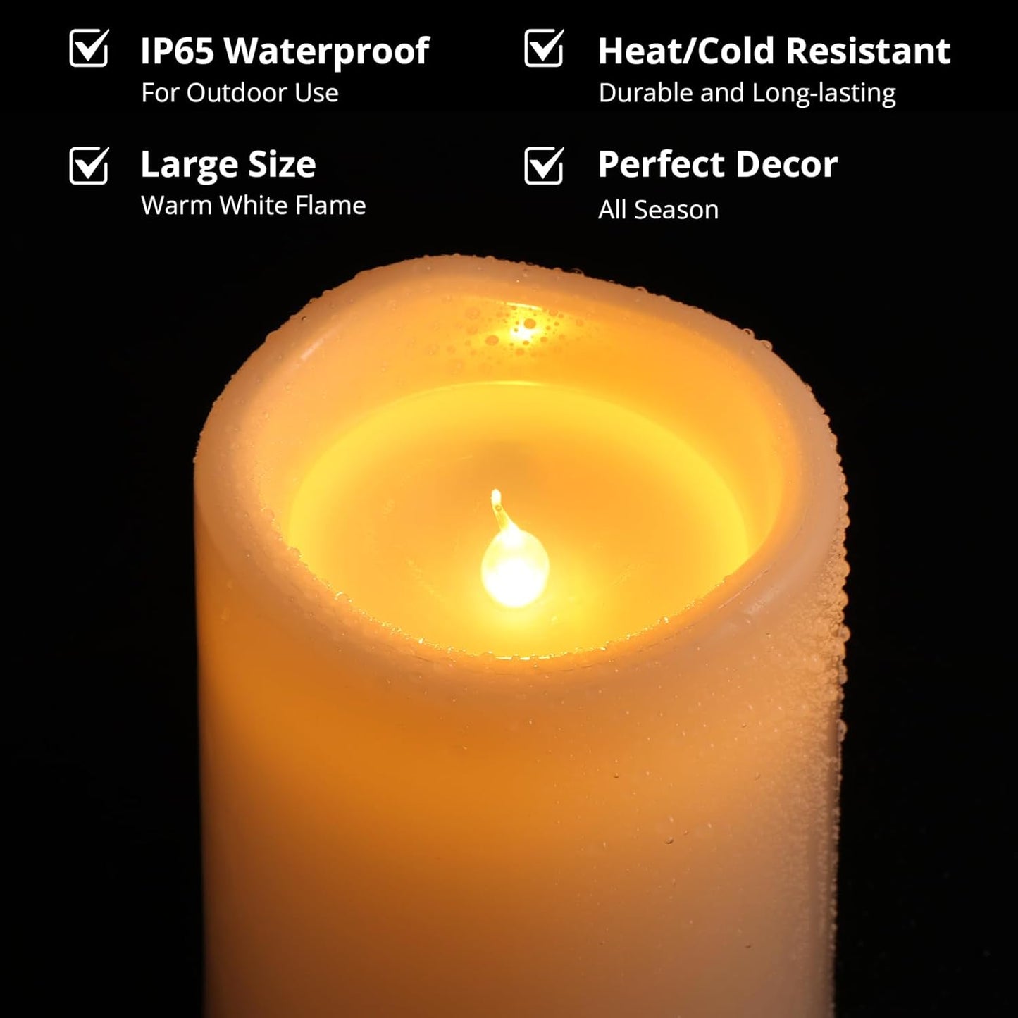 NURADA 8" x 4" Large Outdoor Flameless Candles - Waterproof LED Pillar Flickering Candle Battery Operated with Timer Remote Control for Patio Porch Lanterns Decor - Long Lasting Set of 2
