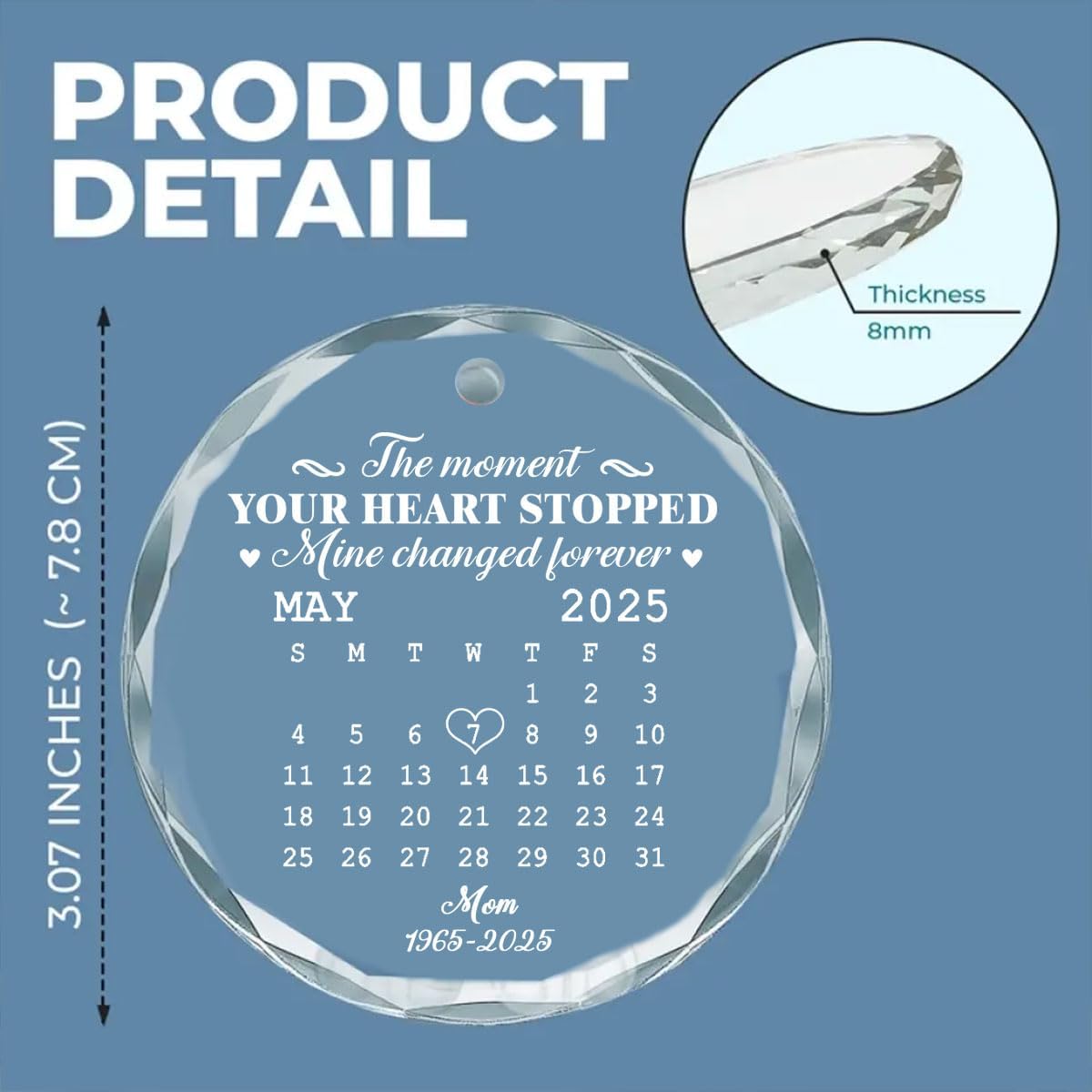 The Moment - Personalized Custom Holiday Decoration, Ideal for Loss of Loved Ones, Memorial Glass Ornament