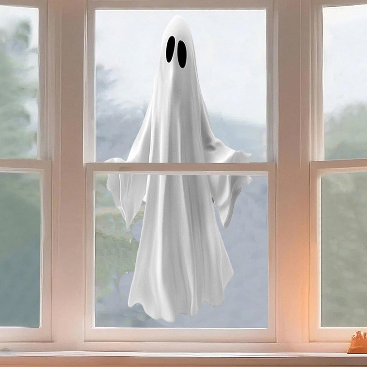 Halloween Window Clings for Glass 1 Sheets Ghost Window Decals Spooky Window Stickers Reusable Windows Cling for Halloween Fall Party Supplies Home School Office Glass Decorations