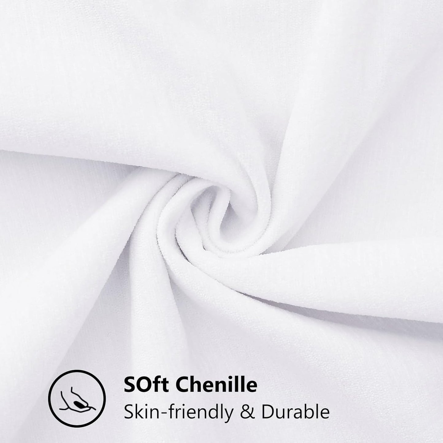 decorUhome Chenille Soft Throw Pillow Covers 20x20 Set of 2, Farmhouse Velvet Neutral Decorative Euro Pillow Covers with Stitched Edge for Couch Sofa Bed Home Decor, White