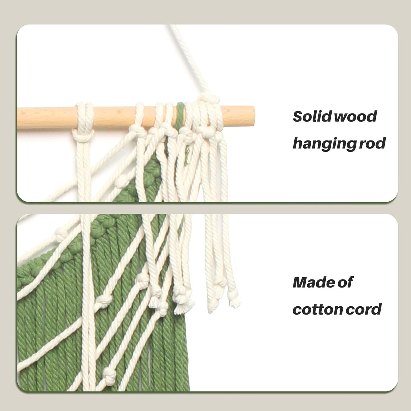 JONKASIPA Macrame Wall Hanging Bohemian Handmade Leaf Feather Wall Art Decorations, Green fringe Chic Home Decor for Apartment Dorm Living Room Bedroom