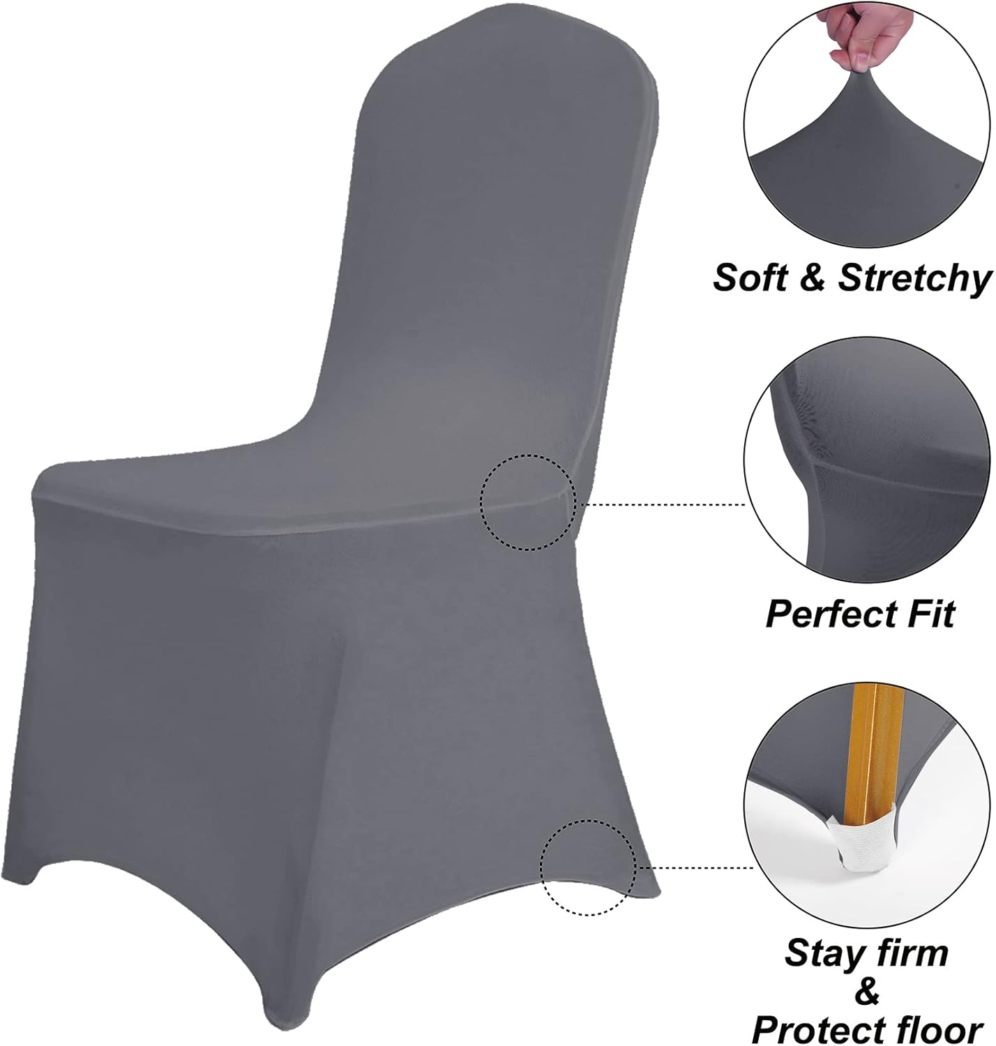 SUPERO Waterproof Spandex Chair Cover 12PCS, Stretch Dining Chair Covers, Polyester Outdoor Chair Covers, Protector Stretch Chair Cover for Party Universal, Banquet, Wedding Event, Hotel(Grey)