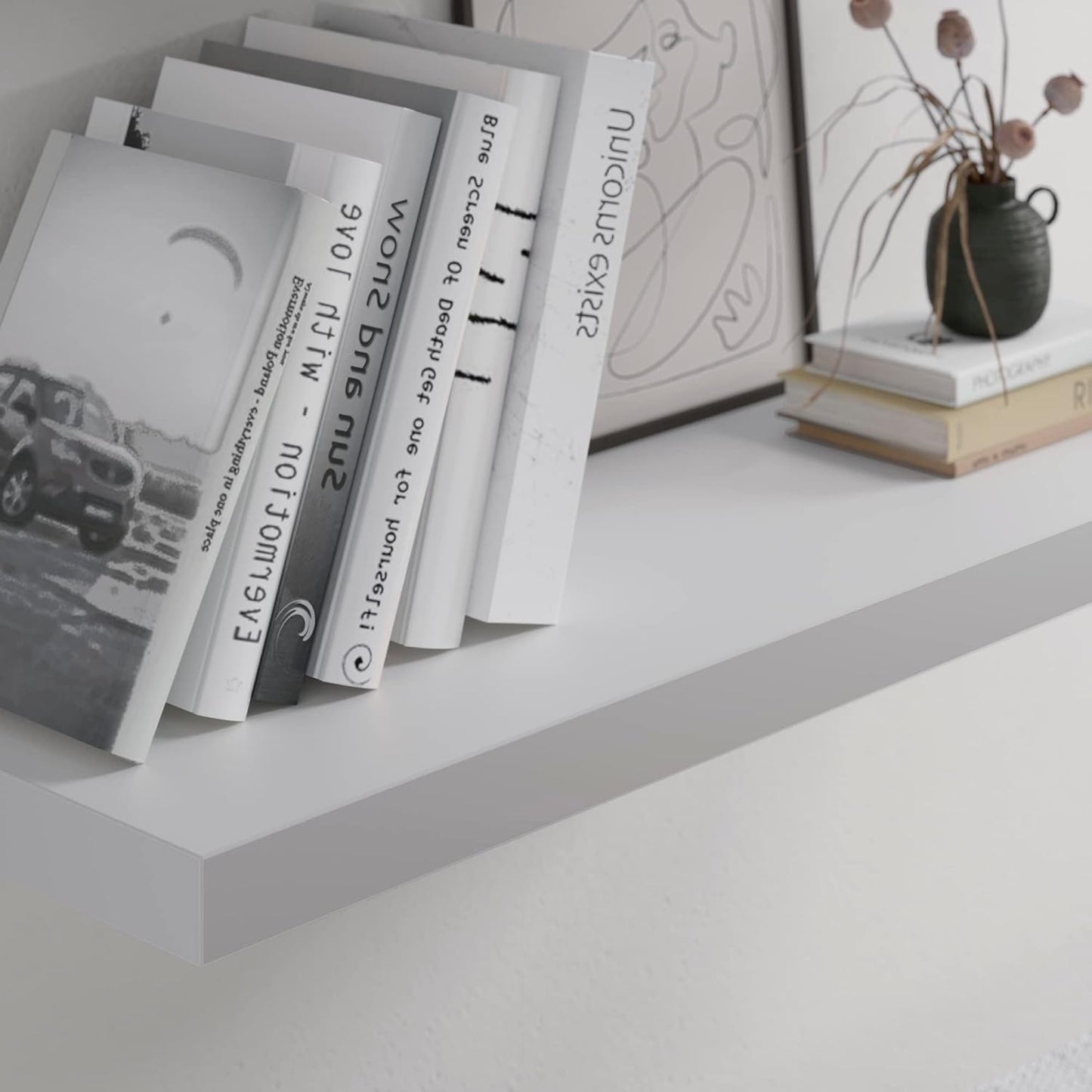 Floating Shelf, Set of 2 Wall Shelf, 30 in W x 12.75 in D x 2 in H Wooden Floating Wall Shelf with Invisible Brackets for Living Room/Bedroom/Bathroom/Kitchen Storage and Decor, White