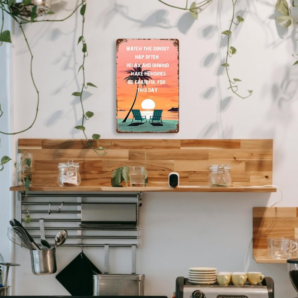 Beach Themed Room Wall Decor Retro Metal Tin Sign Beach Signs Beachy Room Decor Aesthetic Surfboard Vintage Home Bedroom Decorative Outdoor